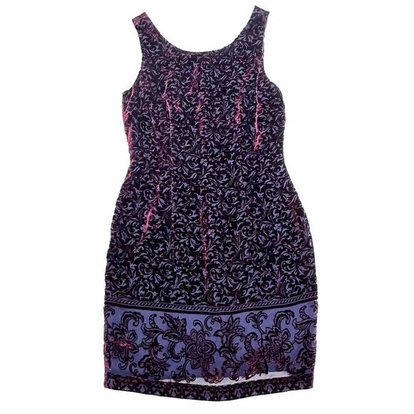 Moda Intl Vintage Silk Rayon Blend Velvet Floral Sleeveless Sheath Mini Dress 2 - Picture 1 of 13